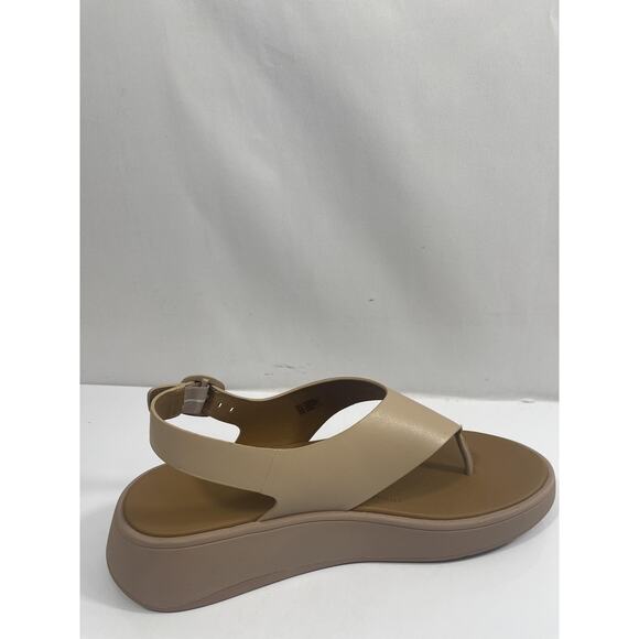 FitFlop F-Mode Shoes Womens Size 10 Beige Leather Flatform Thong Sandals New Box - Picture 4 of 14